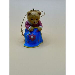 Cute Teddy Bear Ornament Sewing Quilt Blue Pink Vintage Collectible